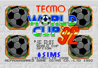 Tecmo World Cup '92 (Japan) Title Screen